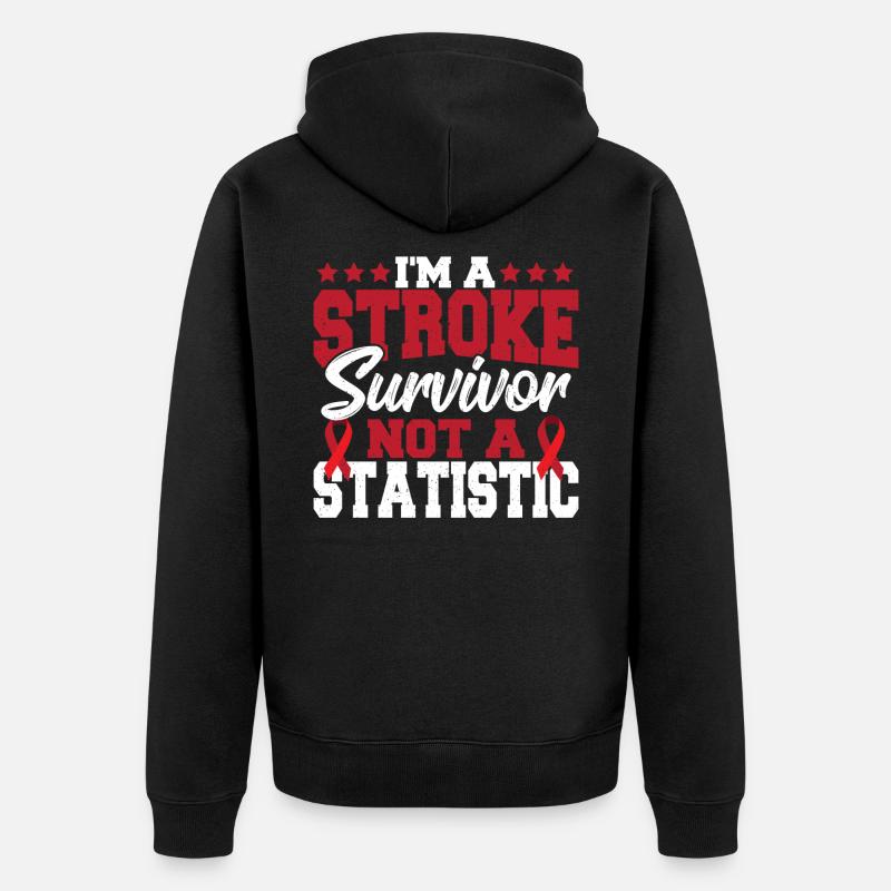 Ich bin ein Schlaganfall-Überlebender, keine - Unisex Premium Bio Zip Hoodie - Schwarz