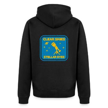 Clear Sky Stellar Eyes Telescope Astronomy - Unisex Premium Organic Zip Hoodie - black - Back - Nico (187cm)