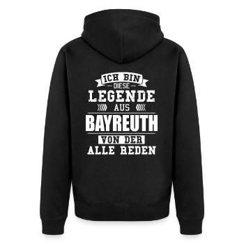Stadt Bayreuth Deutschland Legende Spruch - Unisex Premium Bio Zip Hoodie - Schwarz - Hinten - Nico (187cm)