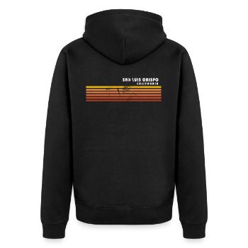 Retro San Luis Obispo California Vintage Vacances - Veste à capuche bio Premium Unisexe - noir - Dos - Nico (187cm)