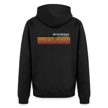 Retro Manhattan Beach Californie Vintage Vacances - Veste à capuche bio Premium Unisexe - noir - Dos - Nico (187cm)