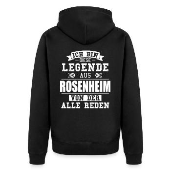 Stadt Rosenheim Deutschland Legende Spruch - Unisex Premium Bio Zip Hoodie - Schwarz - Hinten - Nico (187cm)