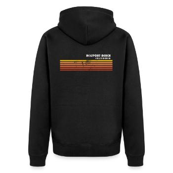 Retro Newport Beach Californie Vintage Vacances - Veste à capuche bio Premium Unisexe - noir - Dos - Nico (187cm)