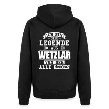 Stadt Wetzlar Deutschland Legende Spruch - Unisex Premium Bio Zip Hoodie - Schwarz - Hinten - Nico (187cm)