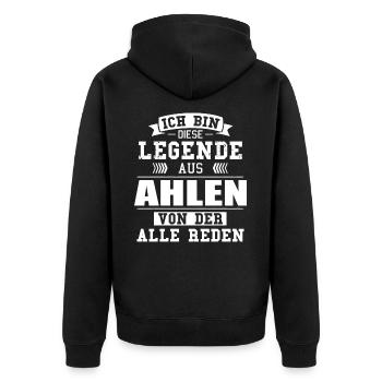 Stadt Ahlen Deutschland Legende Spruch - Unisex Premium Bio Zip Hoodie - Schwarz - Hinten - Nico (187cm)
