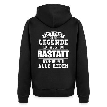 Stadt Rastatt Deutschland Legende Spruch - Unisex Premium Bio Zip Hoodie - Schwarz - Hinten - Nico (187cm)