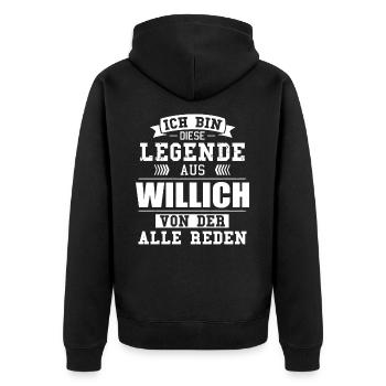 Stadt Willich Deutschland Legende Spruch - Unisex Premium Bio Zip Hoodie - Schwarz - Hinten - Nico (187cm)