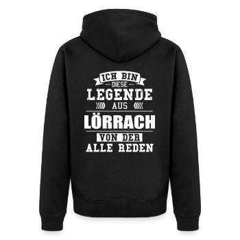 Stadt Lörrach Deutschland Legende Spruch - Unisex Premium Bio Zip Hoodie - Schwarz - Hinten - Nico (187cm)