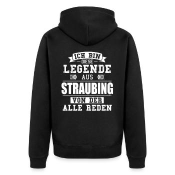 Stadt Straubing Deutschland Legende Spruch - Unisex Premium Bio Zip Hoodie - Schwarz - Hinten - Nico (187cm)