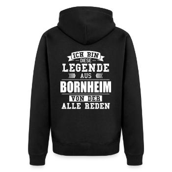 Stadt Bornheim Deutschland Legende Spruch - Unisex Premium Bio Zip Hoodie - Schwarz - Hinten - Nico (187cm)