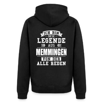 Stadt Memmingen Deutschland Legende Spruch - Unisex Premium Bio Zip Hoodie - Schwarz - Hinten - Nico (187cm)