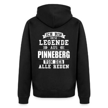Stadt Pinneberg Deutschland Legende Spruch - Unisex Premium Bio Zip Hoodie - Schwarz - Hinten - Nico (187cm)