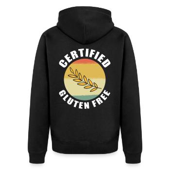 Zertifiziert glutenfrei - Unisex Premium Bio Zip Hoodie - Schwarz - Hinten - Nico (187cm)