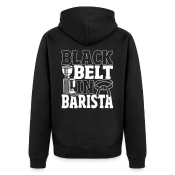 Black Belt In Barista Coffee Coffeemaker Barista - Unisex Premium Organic Zip Hoodie - black - Back - Nico (187cm)