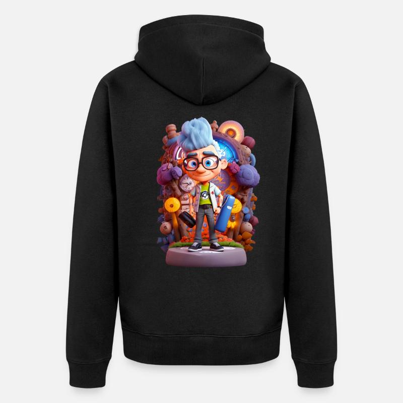 Physiker Oppenheimer 3D Animation Style - Unisex Premium Bio Zip Hoodie - Schwarz