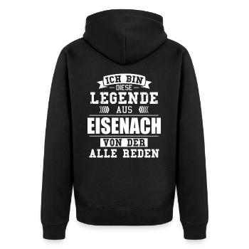Stadt Eisenach Deutschland Legende Spruch - Unisex Premium Bio Zip Hoodie - Schwarz - Hinten - Nico (187cm)