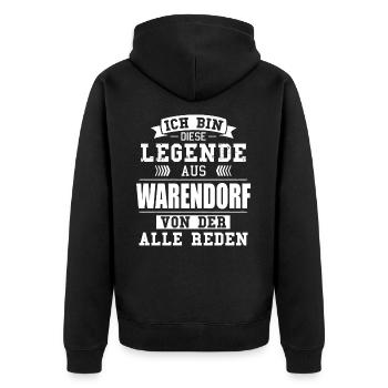 Stadt Warendorf Deutschland Legende Spruch - Unisex Premium Bio Zip Hoodie - Schwarz - Hinten - Nico (187cm)