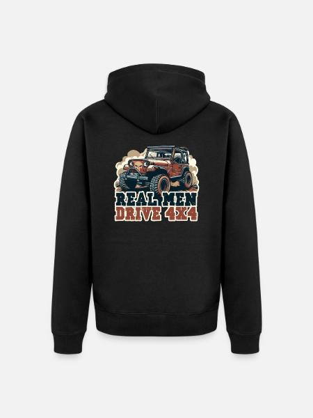 REAL MEN DRIVE 4X4 vehicle - Unisex Premium Organic Zip Hoodie - black