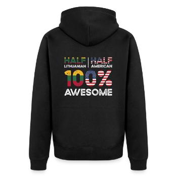 Litauisch Amerikanischer Patriot USA Gewachsen - Unisex Premium Bio Zip Hoodie - Schwarz - Hinten - Nico (187cm)