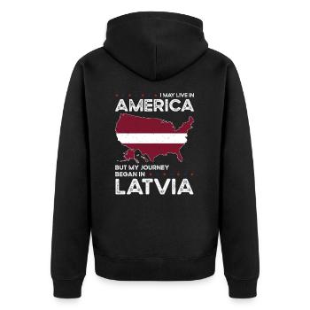 Lettische amerikanische Patriotin USA Gewachsen - Unisex Premium Bio Zip Hoodie - Schwarz - Hinten - Nico (187cm)