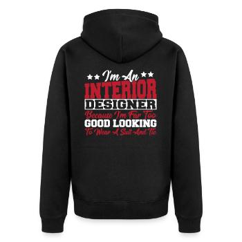 Ich bin ein Innenarchitekt, weil ich zu gut für - Unisex Premium Bio Zip Hoodie - Schwarz - Hinten - Nico (187cm)