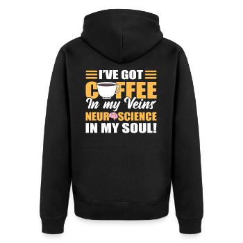 Coffee In My Veins & Neuroscience In My Soul! - Unisex Premium Organic Zip Hoodie - black - Back - Nico (187cm)