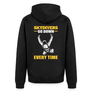 Skydivers Go Down Every Time Skydiving Parachuting - Unisex Premium Organic Zip Hoodie - black - Back - Nico (187cm)