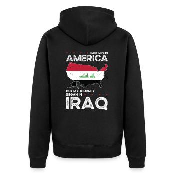 Irakischer amerikanischer Patriot USA Gewachsener - Unisex Premium Bio Zip Hoodie - Schwarz - Hinten - Nico (187cm)