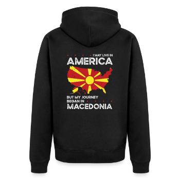 Macédonien Patriote américain États-Unis - Veste à capuche bio Premium Unisexe - noir - Dos - Nico (187cm)