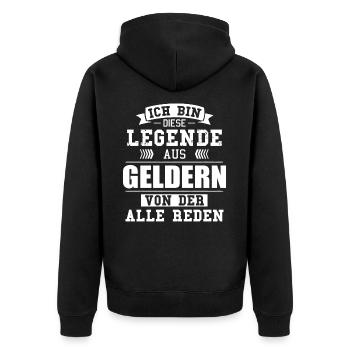 Stadt Geldern Deutschland Legende Spruch - Unisex Premium Bio Zip Hoodie - Schwarz - Hinten - Nico (187cm)