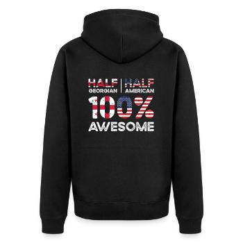 Georgischer amerikanischer Patriot USA Gewachsen - Unisex Premium Bio Zip Hoodie - Schwarz - Hinten - Nico (187cm)