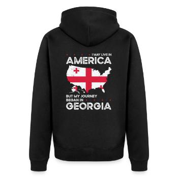 Georgischer amerikanischer Patriot USA Gewachsen - Unisex Premium Bio Zip Hoodie - Schwarz - Hinten - Nico (187cm)