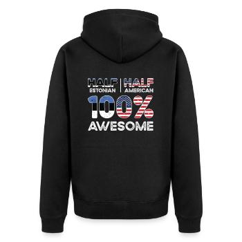 Estnischer amerikanischer Patriot USA Gewachsenes - Unisex Premium Bio Zip Hoodie - Schwarz - Hinten - Nico (187cm)