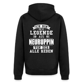 Stadt Neuruppin Deutschland Legende Spruch - Unisex Premium Bio Zip Hoodie - Schwarz - Hinten - Nico (187cm)