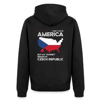 Czech American Patriot USA Grown Czech Republic - Unisex Premium Organic Zip Hoodie - black - Back - Nico (187cm)