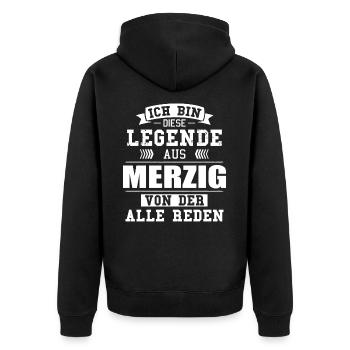Stadt Merzig Deutschland Legende Spruch - Unisex Premium Bio Zip Hoodie - Schwarz - Hinten - Nico (187cm)