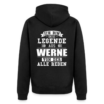 Stadt Werne Deutschland Legende Spruch - Unisex Premium Bio Zip Hoodie - Schwarz - Hinten - Nico (187cm)