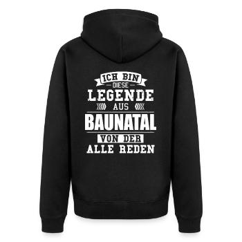 Stadt Baunatal Deutschland Legende Spruch - Unisex Premium Bio Zip Hoodie - Schwarz - Hinten - Nico (187cm)