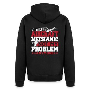 Retired Aircraft Mechanic Airplane Aviation - Unisex Premium Organic Zip Hoodie - black - Back - Nico (187cm)