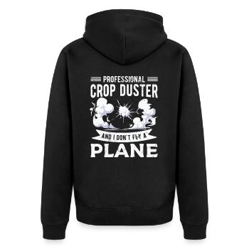 Fart Farting Crop Duster Dad Humor - Unisex Premium Organic Zip Hoodie - black - Back - Nico (187cm)