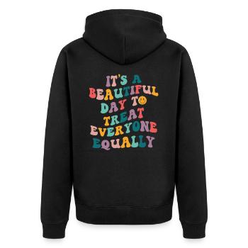 Féminisme Féminisme Égalité des femmes - Veste à capuche bio Premium Unisexe - noir - Dos - Nico (187cm)