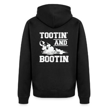 Fart Farting Crop Duster Dad Humor - Unisex Premium Organic Zip Hoodie - black - Back - Nico (187cm)