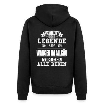 Stadt Wangen im Allgäu Deutschland Legende Spruch - Unisex Premium Bio Zip Hoodie - Schwarz - Hinten - Nico (187cm)