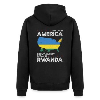 Ruandische amerikanische Patriotin USA Gewachsen - Unisex Premium Bio Zip Hoodie - Schwarz - Hinten - Nico (187cm)