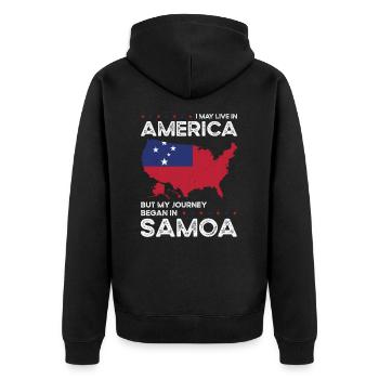 Samoan American Patriot USA Grown Samoa US Flag - Unisex Premium Organic Zip Hoodie - black - Back - Nico (187cm)