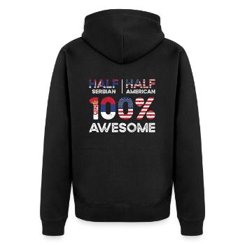 Serbisch Amerikanischer Patriot USA Gewachsen - Unisex Premium Bio Zip Hoodie - Schwarz - Hinten - Nico (187cm)