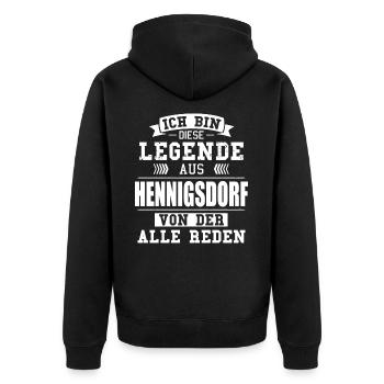 Stadt Hennigsdorf Deutschland Legende Spruch - Unisex Premium Bio Zip Hoodie - Schwarz - Hinten - Nico (187cm)