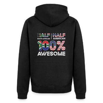 Südafrikanischer amerikanischer Patriot USA - Unisex Premium Bio Zip Hoodie - Schwarz - Hinten - Nico (187cm)