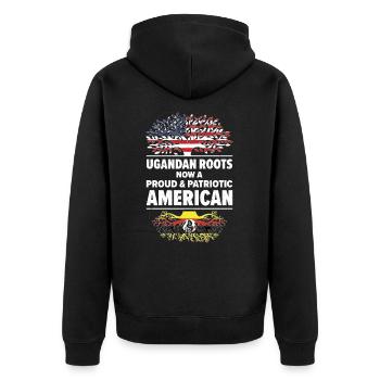 Ugandische amerikanische Patriotin USA Gewachsen - Unisex Premium Bio Zip Hoodie - Schwarz - Hinten - Nico (187cm)