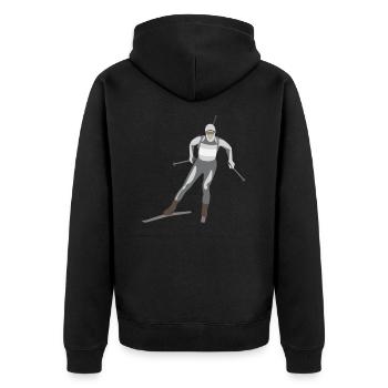 Ski - Unisex Premium Organic Zip Hoodie - black - Back - Nico (187cm)